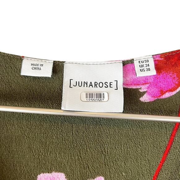 Junarose Women's Blouse US 20 Floral 100% Viscose Long Sleeve Plus Size - Picture 5 of 8